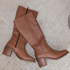NWOT Portland Leather Patina Oslo Knee High Boots In Cognac 5.5